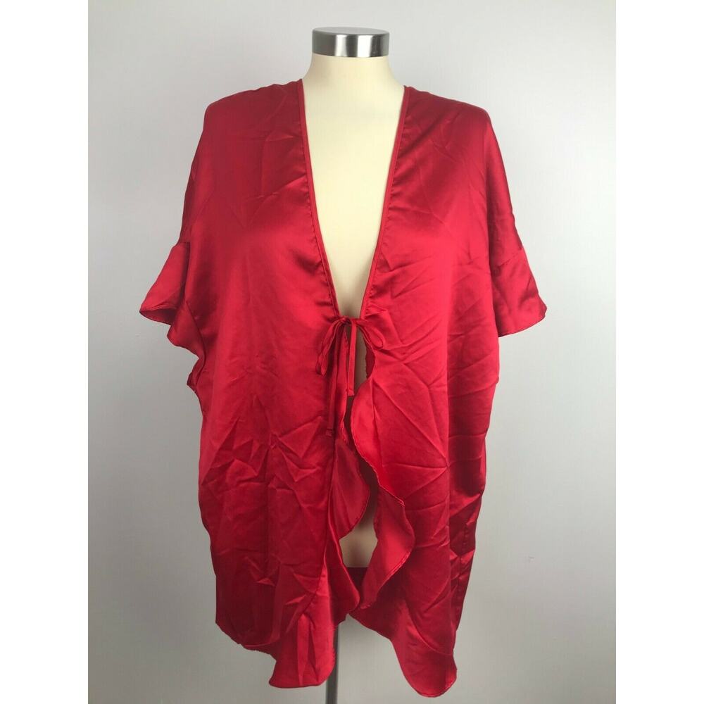LOVE Red One Size Satin Robe - Picture 5 of 9